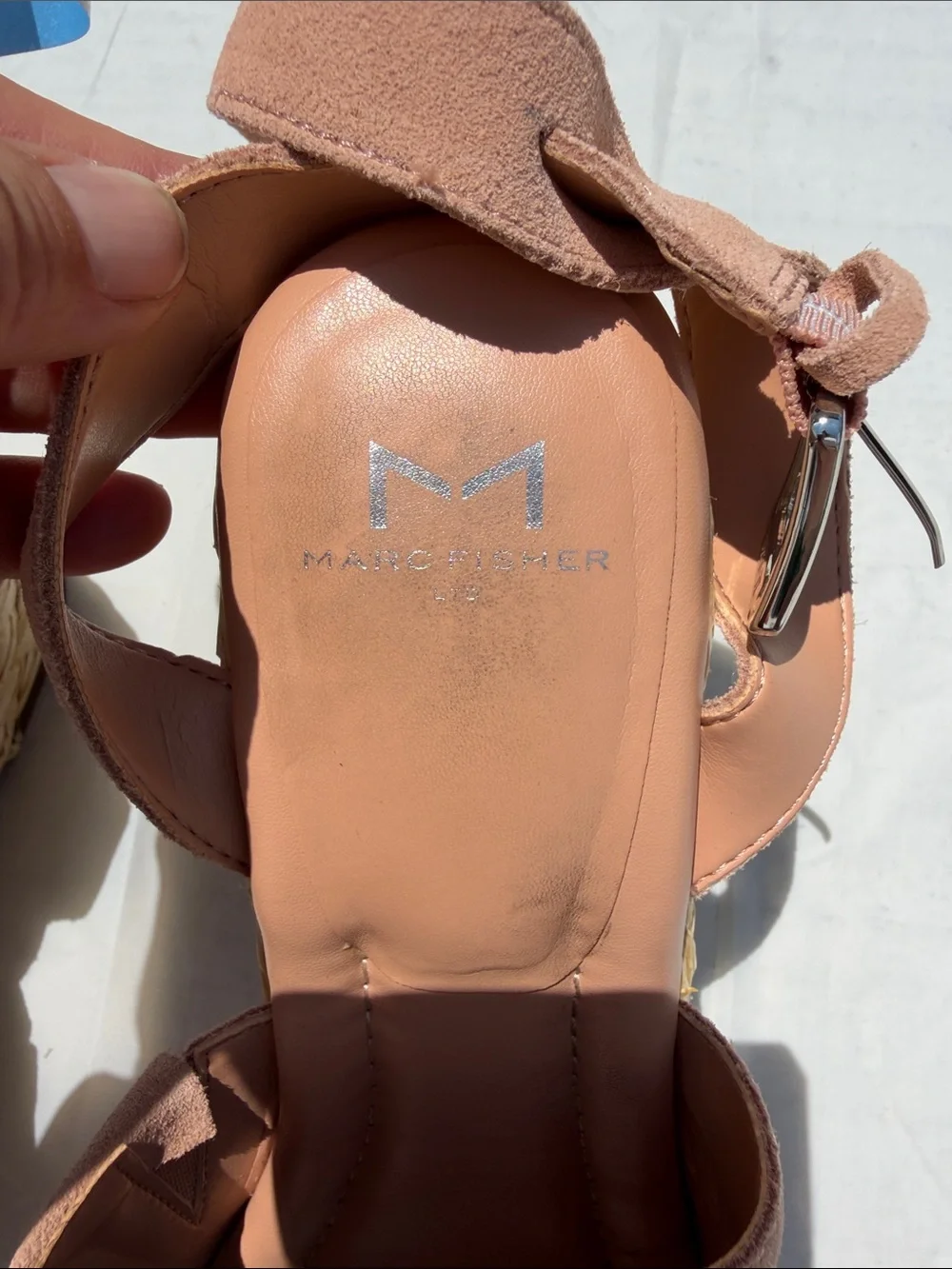 Marc Fisher Blush Tan Suede Espadrille Platform Sandals